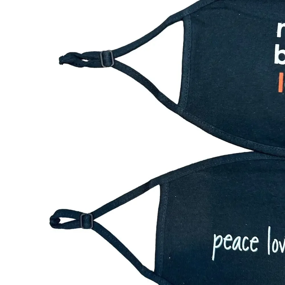 2 Face Masks Peace Love World Adjustable Straps